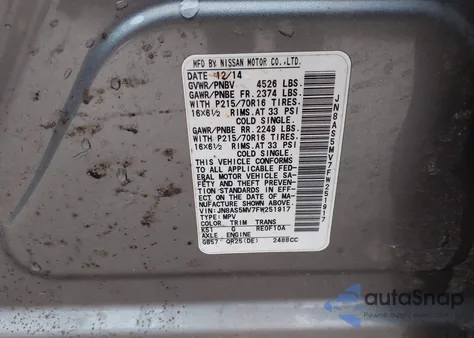 2015 Nissan Rogue Select S z USA, uszkodzony, nr VIN JN8AS5MV7FW251917